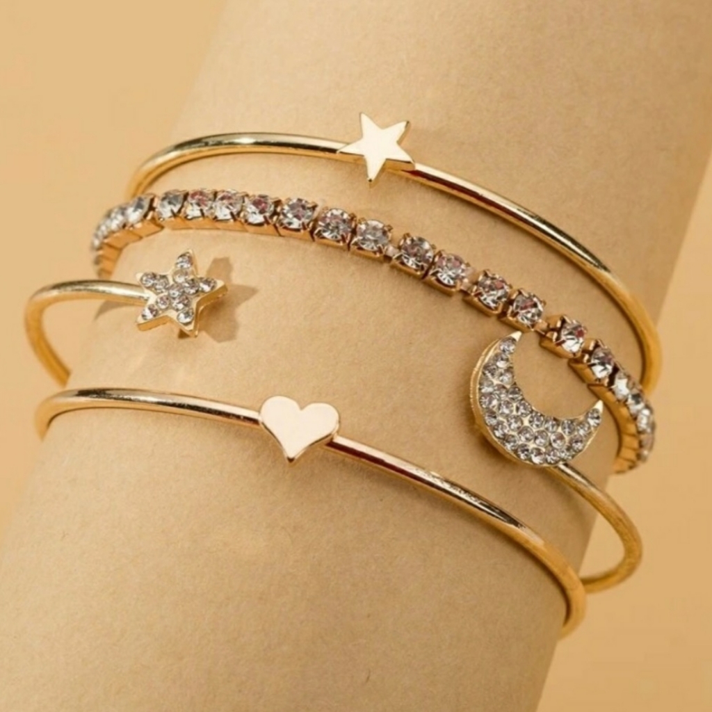 4 Piece Gold Bracelet Set
